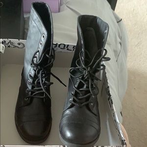black combat boots